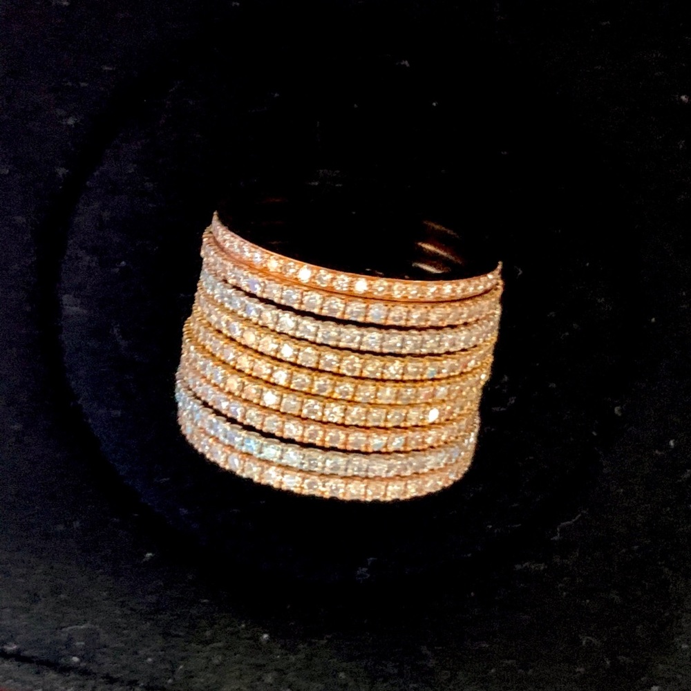 Eternity Diamond Rings 18k Yellow White Rose Gold SET